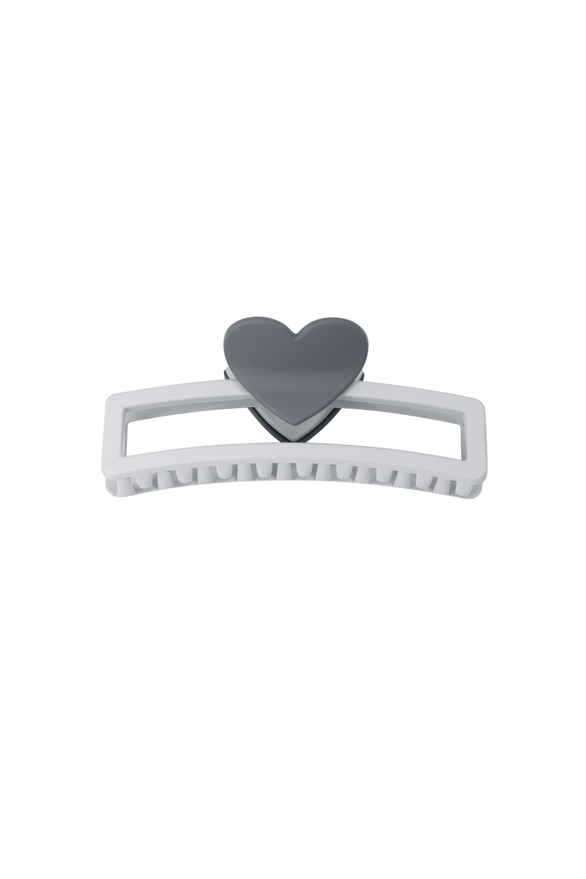 hair clip with heart-shaped handle - gray