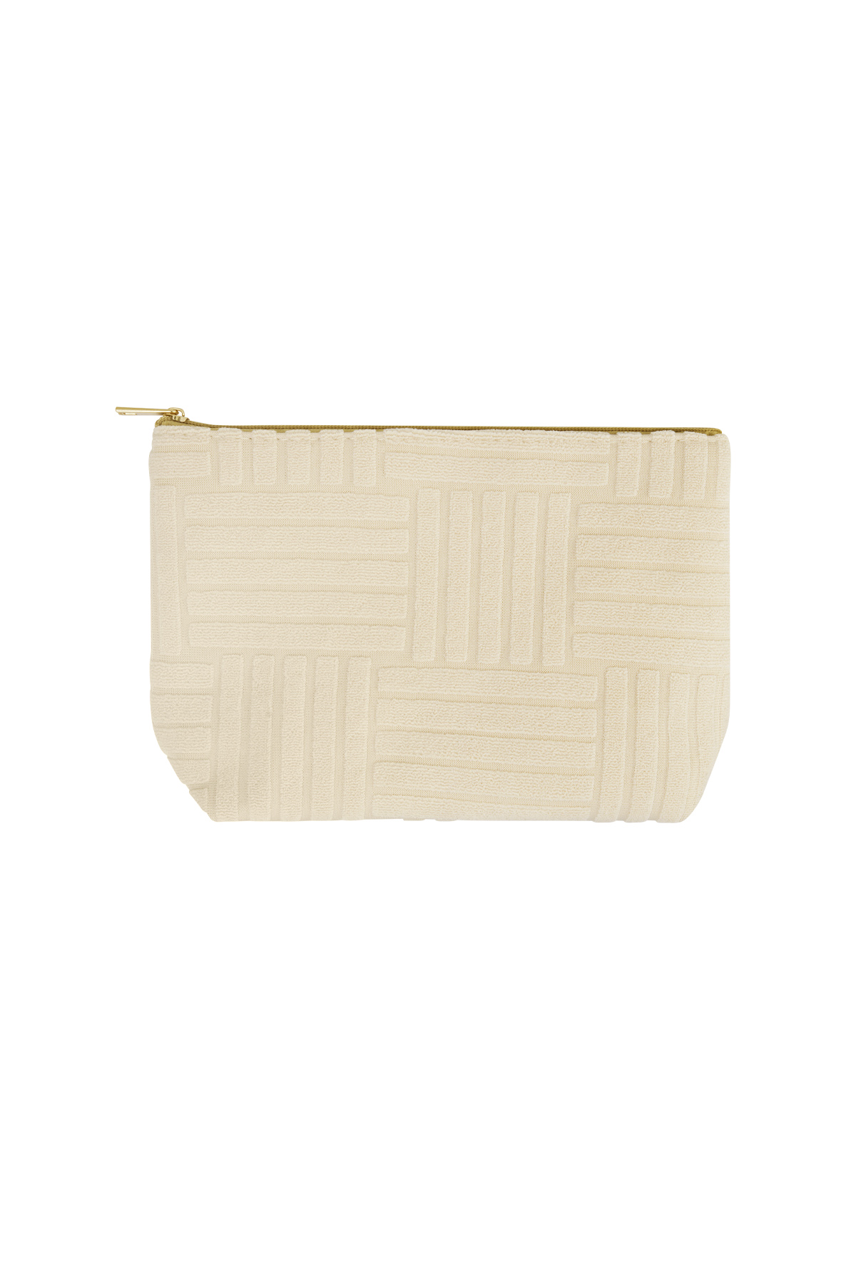 Lightweight Jacquard Travel Makeup Bag - Beige