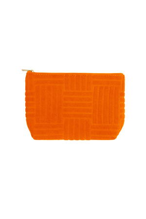 Lightweight Jacquard Travel Makeup Bag - Orange h5 