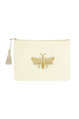 Make-up bag with golden bee - off-white h5 