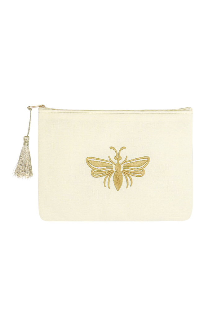 Make-up bag with golden bee - off-white 
