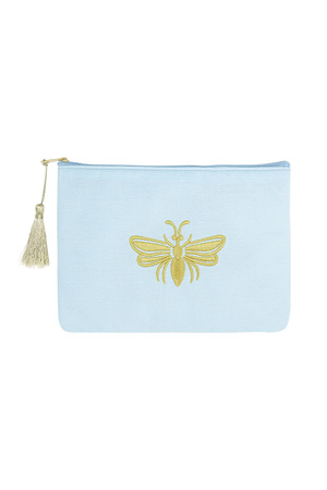 Make-up bag with golden bee - blue h5 