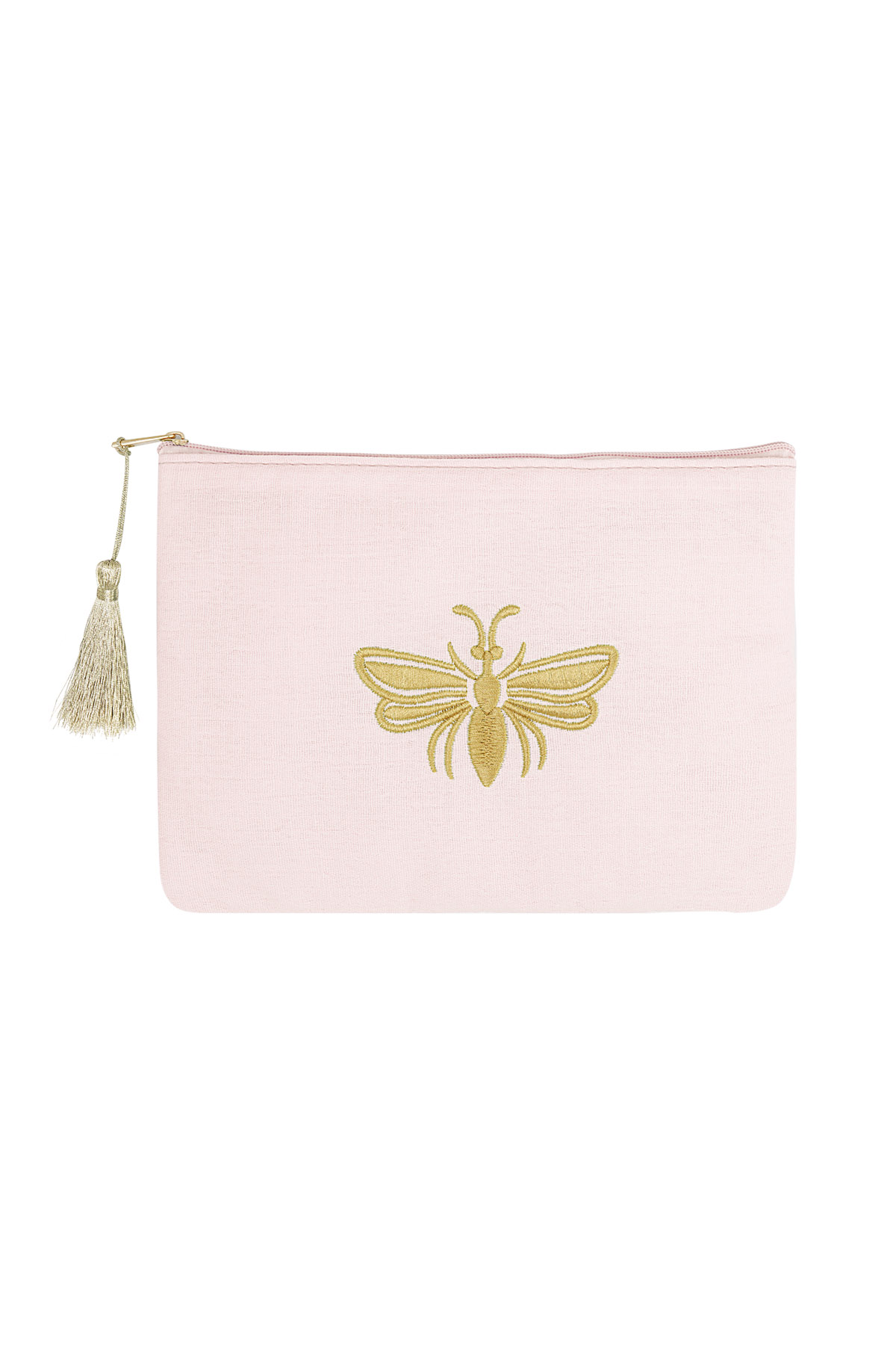 Make-up bag with golden bee - pale pink