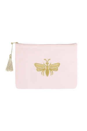 Make-up bag with golden bee - pale pink h5 