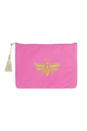 Make-up bag with golden bee - fuchsia h5 