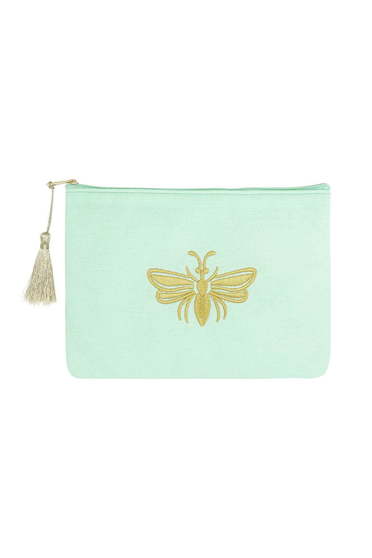 Make-up bag with golden bee - mint