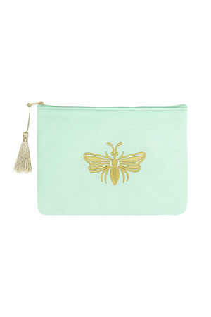 Make-up bag with golden bee - mint h5 