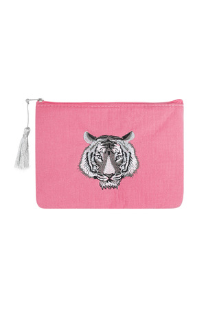 Make-up tas met tijger hoofd - roze h5 