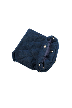 Denim bag with stitched motif and chain - dark blue h5 Picture7