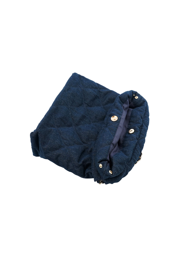 Denim bag with stitched motif and chain - dark blue Picture7