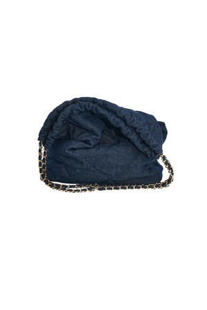 Denim bag with stitched motif and chain - dark blue h5 Picture8