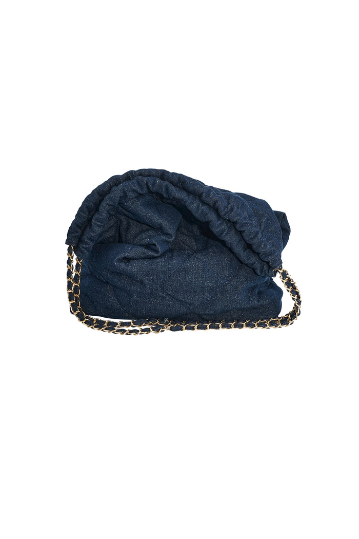 Denim bag with stitched motif and chain - dark blue Picture8