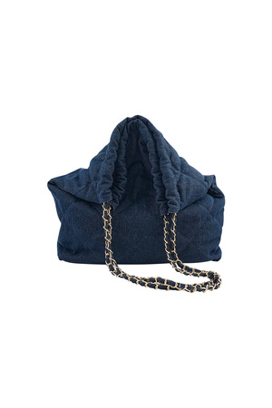 Denim bag with stitched motif and chain - dark blue h5 Picture9