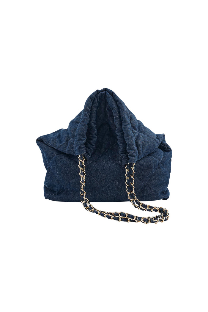 Denim bag with stitched motif and chain - dark blue Picture9