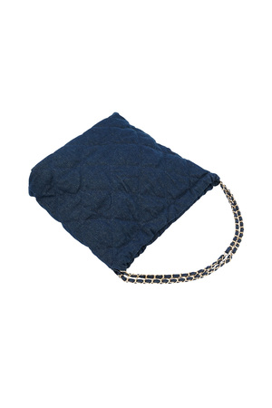 Denim bag with stitched motif and chain - dark blue h5 Picture10