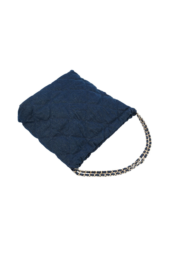 Denim bag with stitched motif and chain - dark blue Picture10