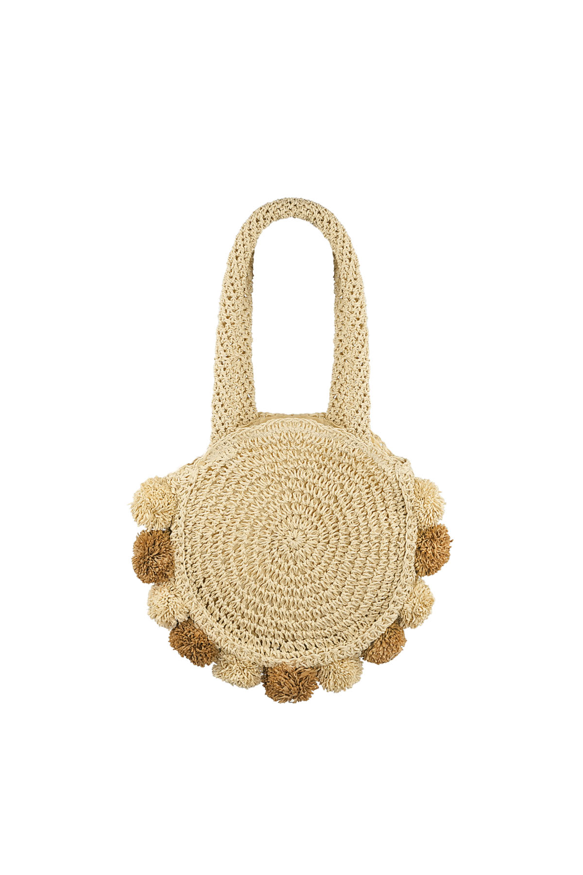 Bolso de playa con pompones - blanco roto h5 