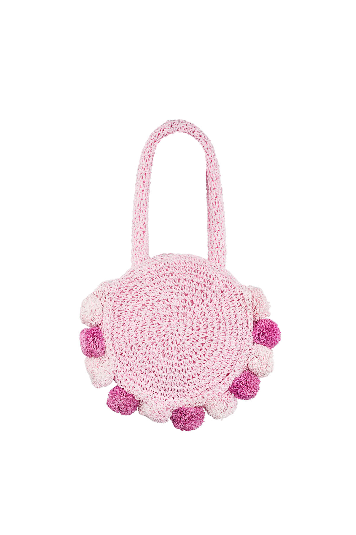 Borsa da spiaggia con pompon - rosa h5 