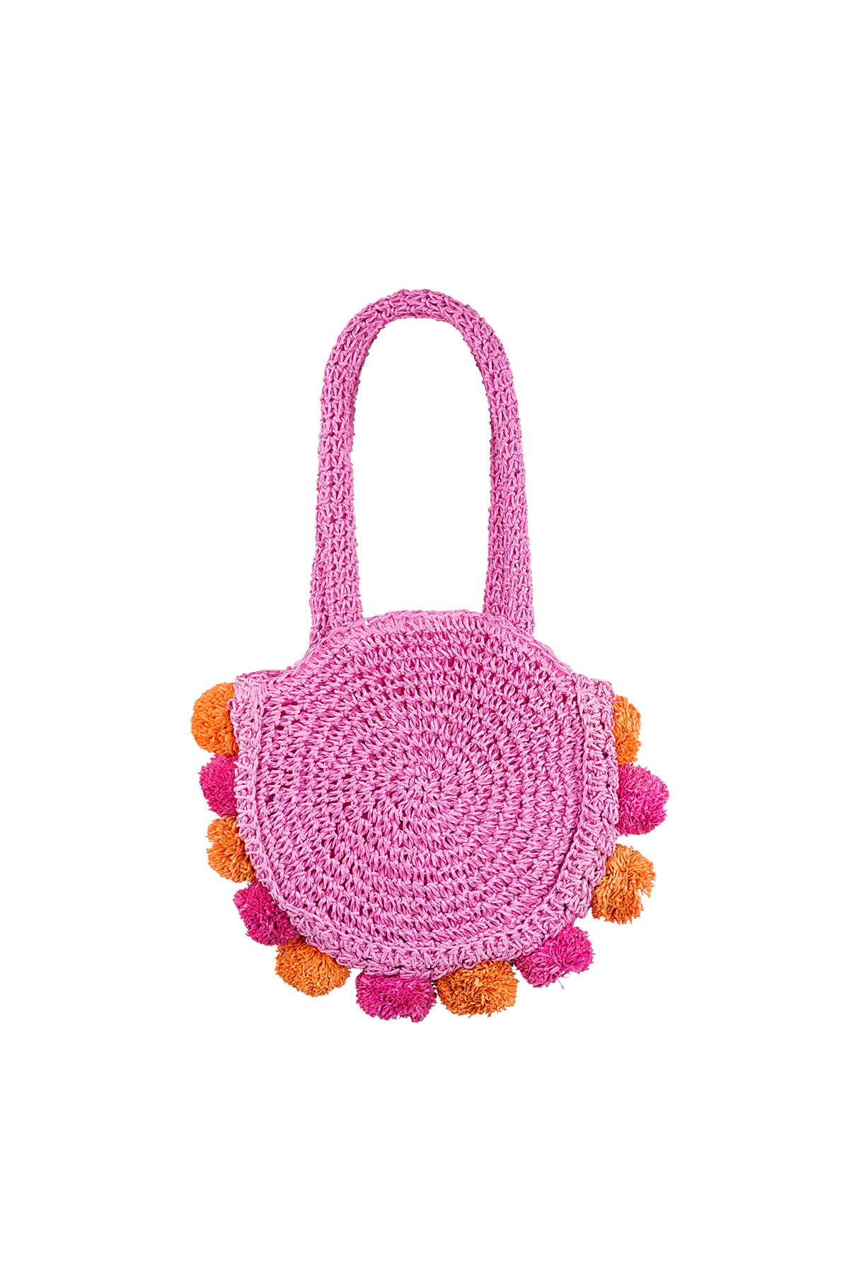 Strandtasche mit Pom Pom - orange rosa