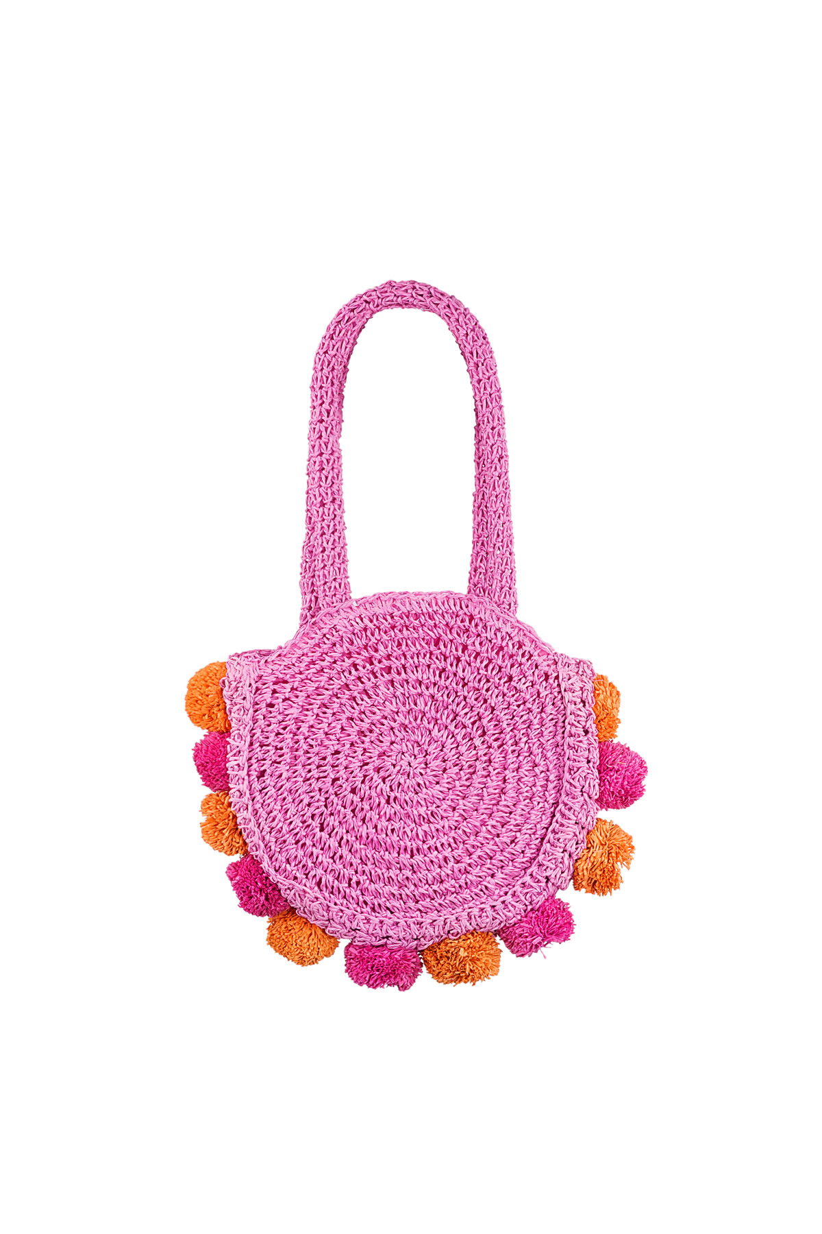 Strandtasche mit Pom Pom - orange rosa h5 