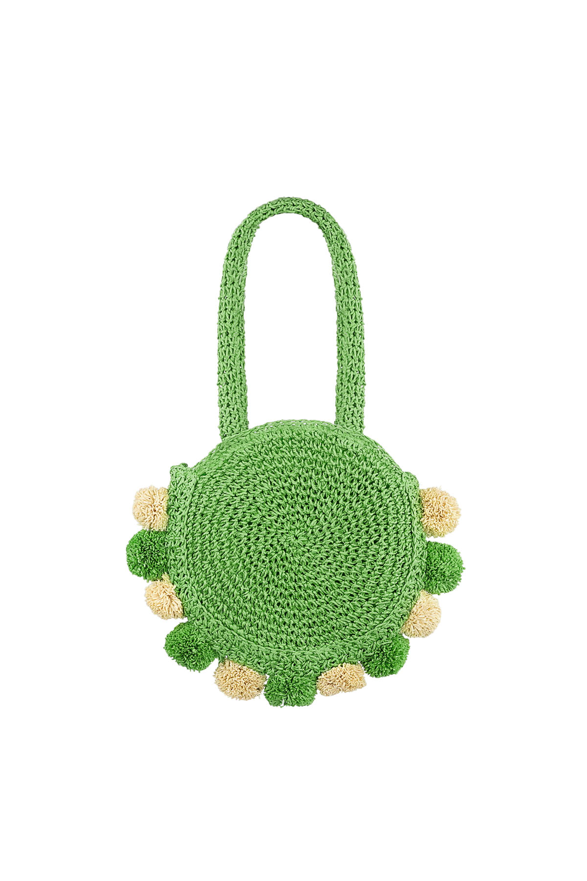 Strandtasche mit Pom Pom - grün