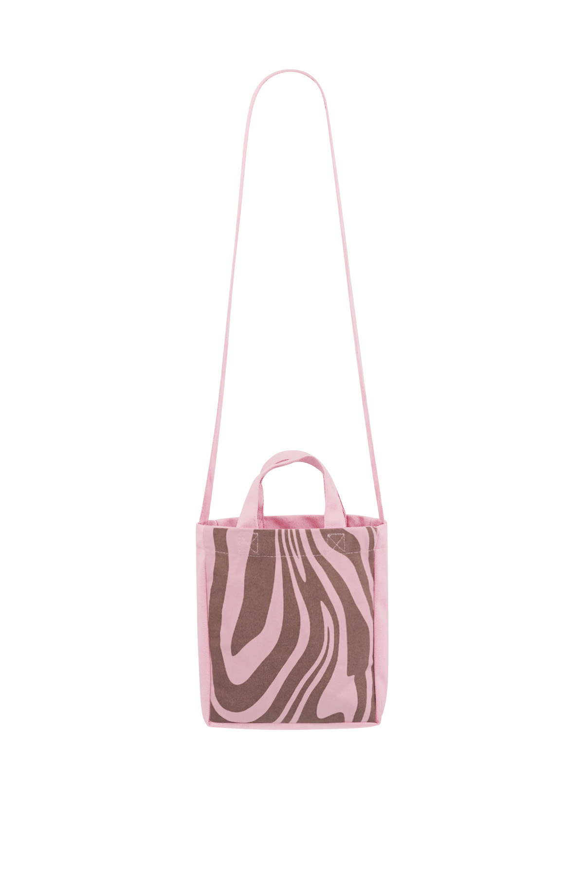 Borsa piccola in tela zebrata - rosa marrone h5 Immagine4
