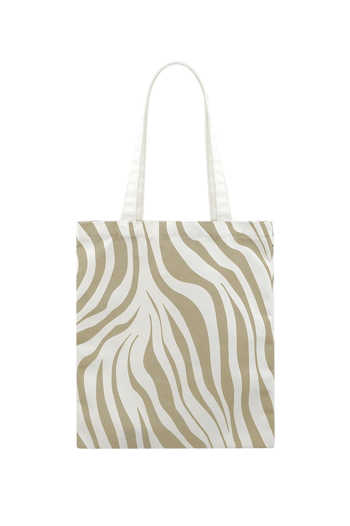 Kanvas shopper zebra desenli - bej Resim4