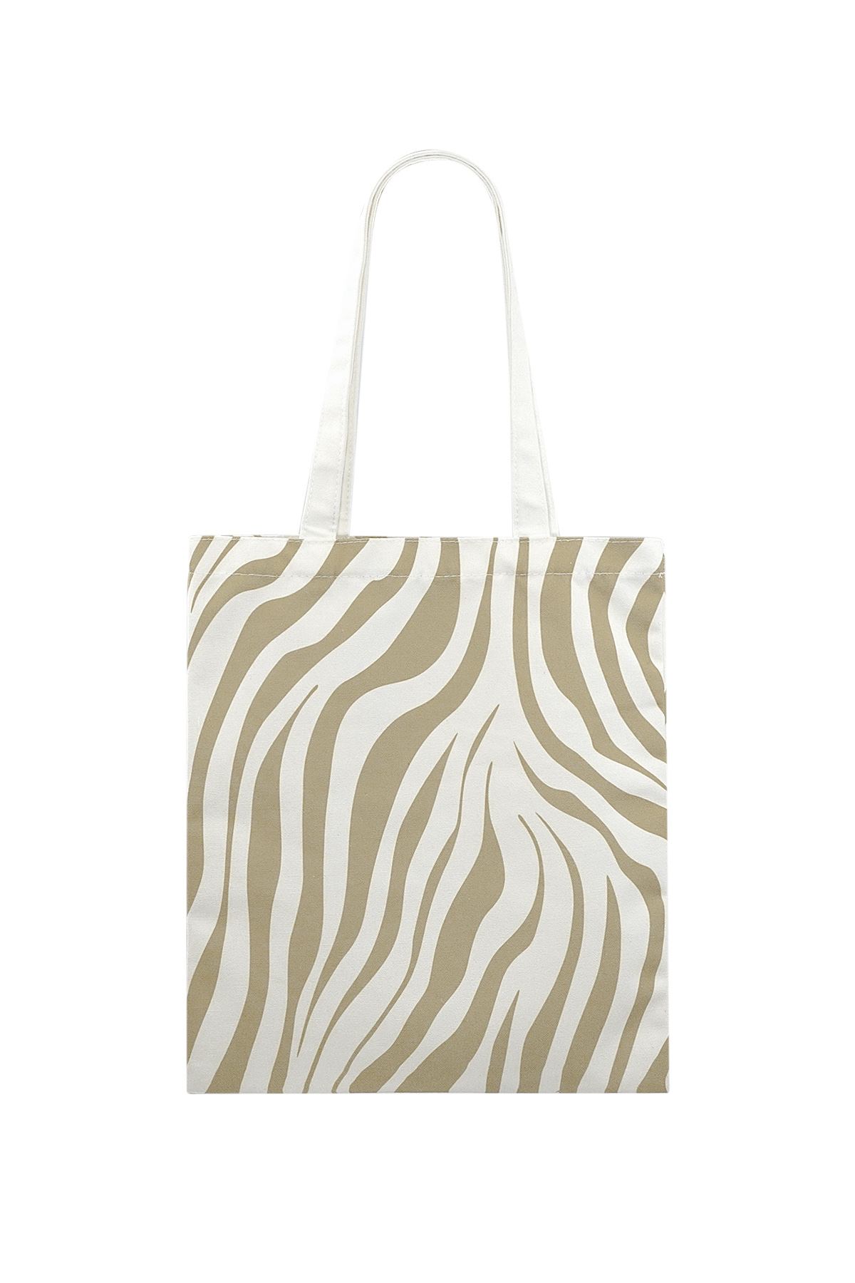 Shopper in tela stampa zebrata - beige
