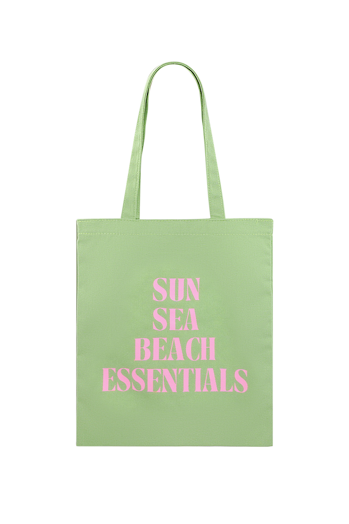 Canvas shopper sun sea beach - groen roze