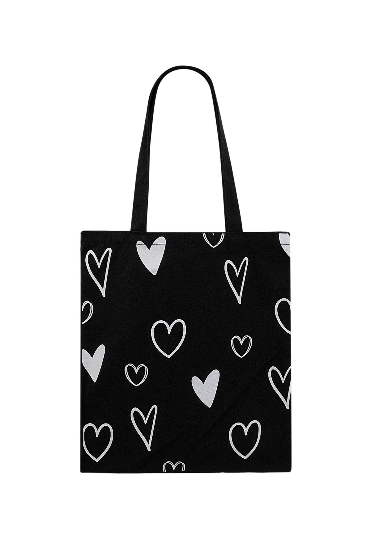 Canvas shopper hearts - black 