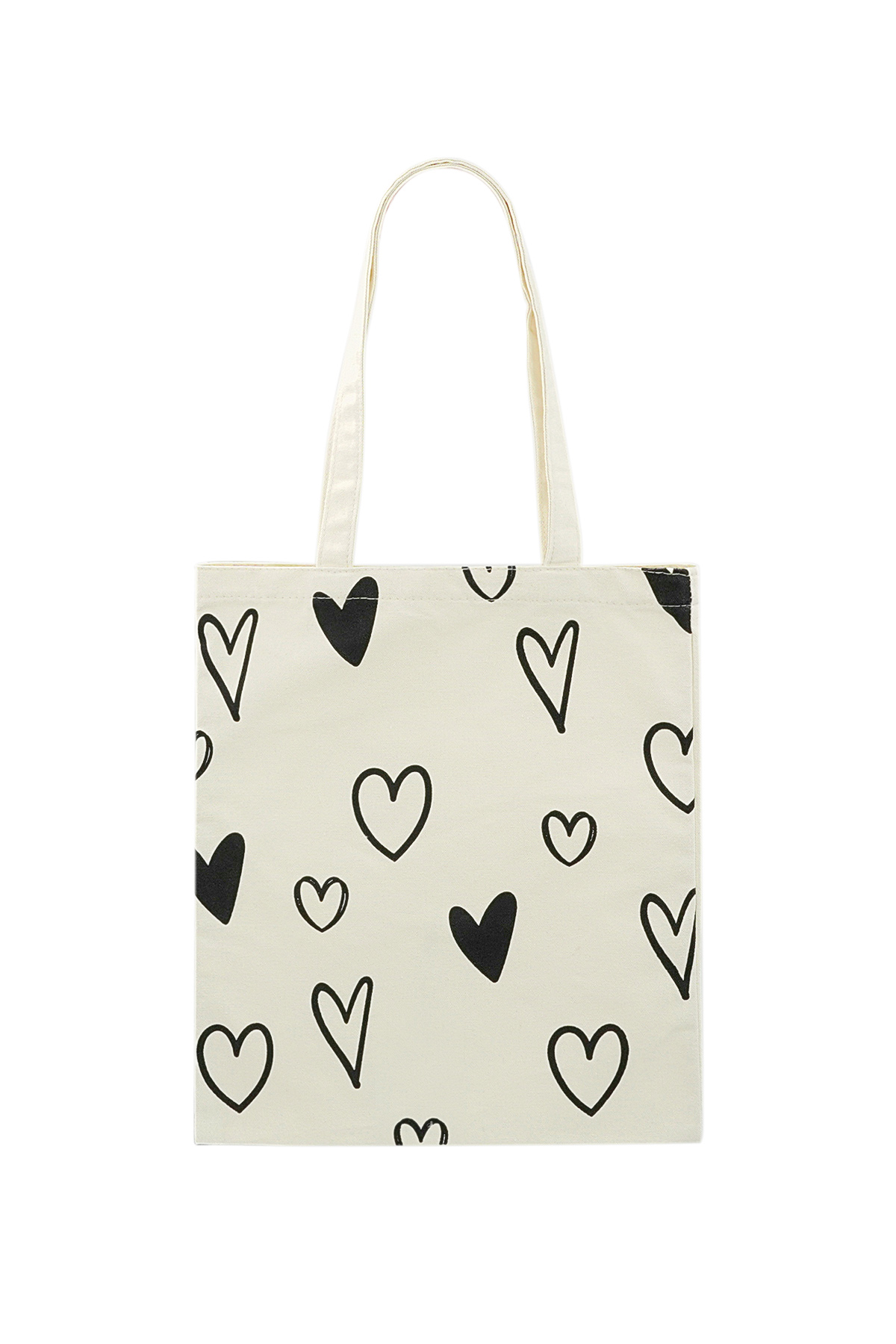 Canvas shopper hearts - white