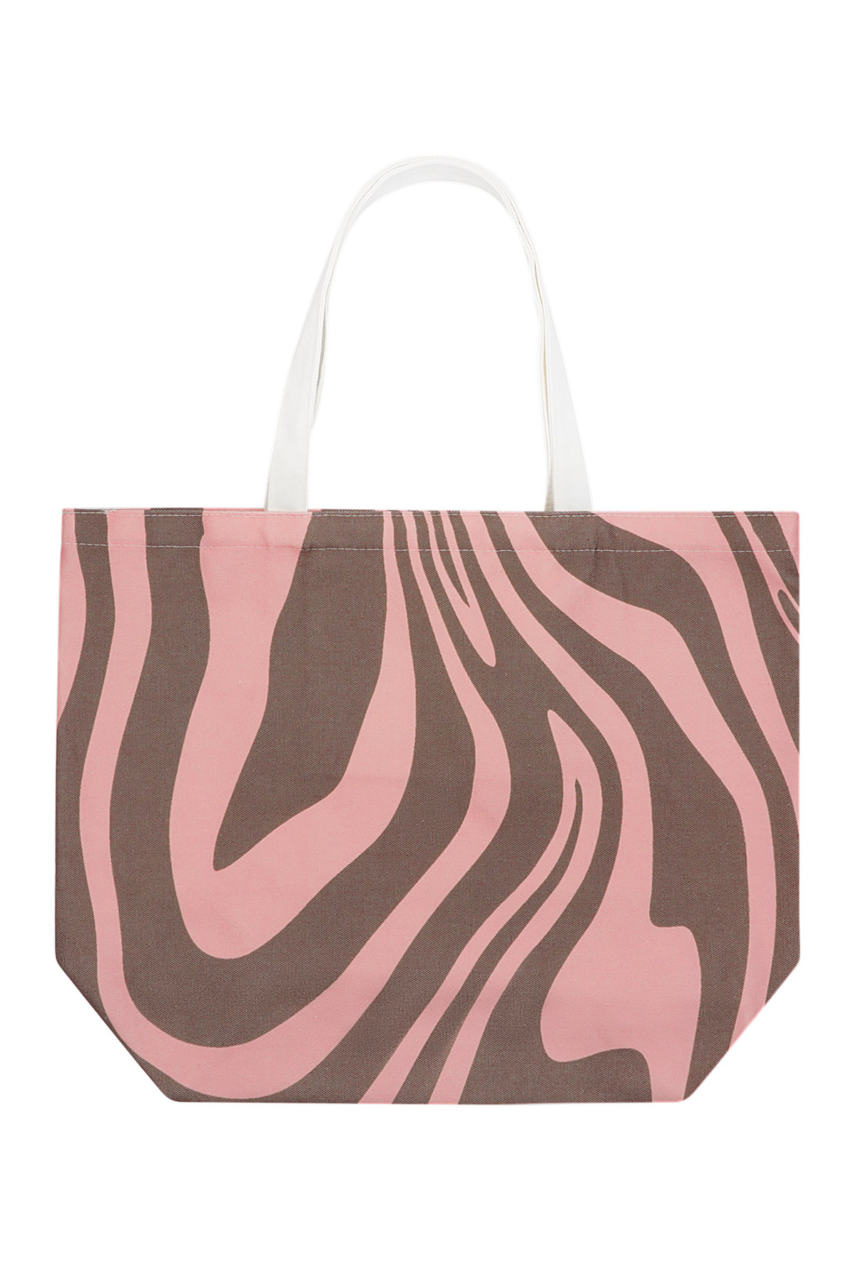 Shopper in tela stampa zebrata - marrone rosa
