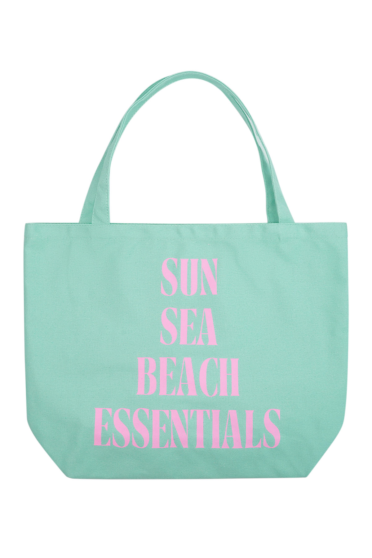 Canvas shopper beach essentials - pink green h5 