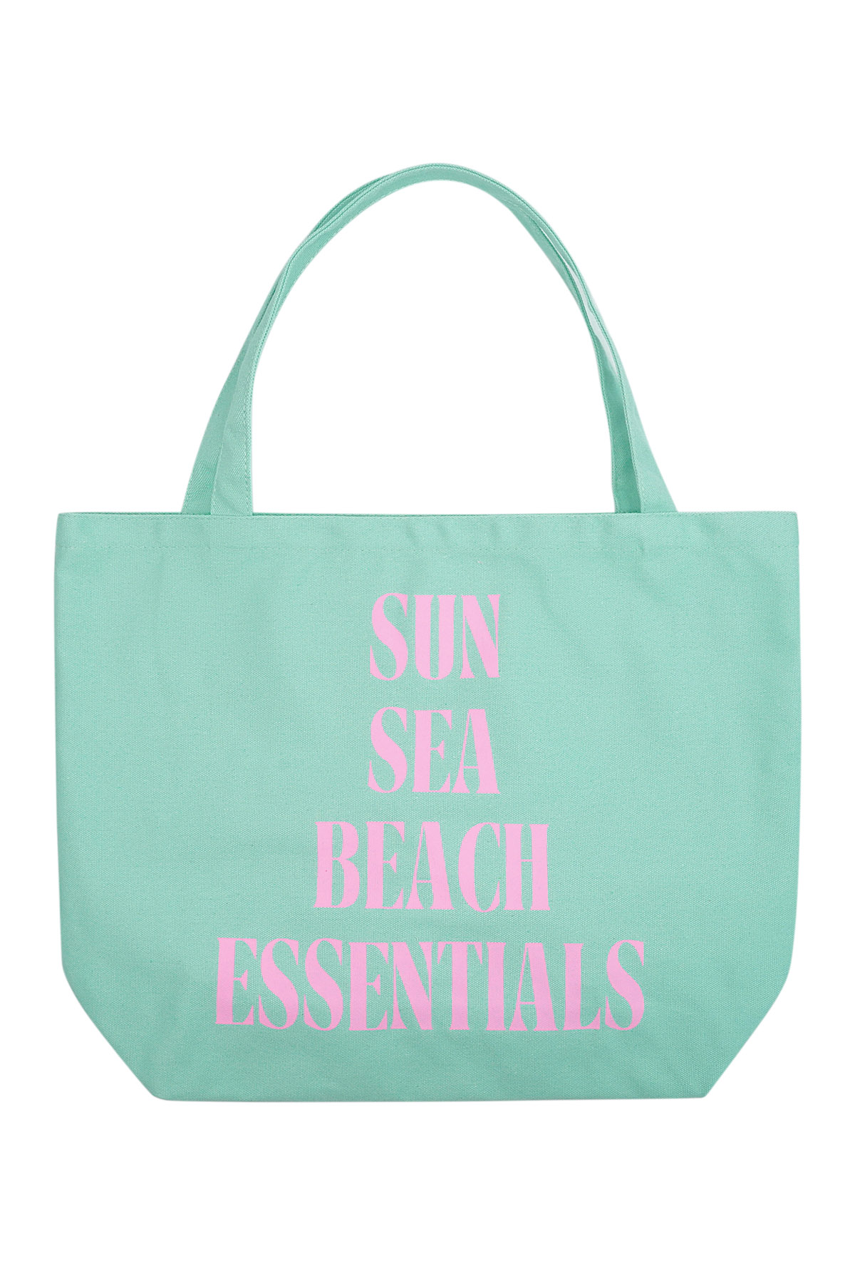 Canvas shopper beach essentials - pink green