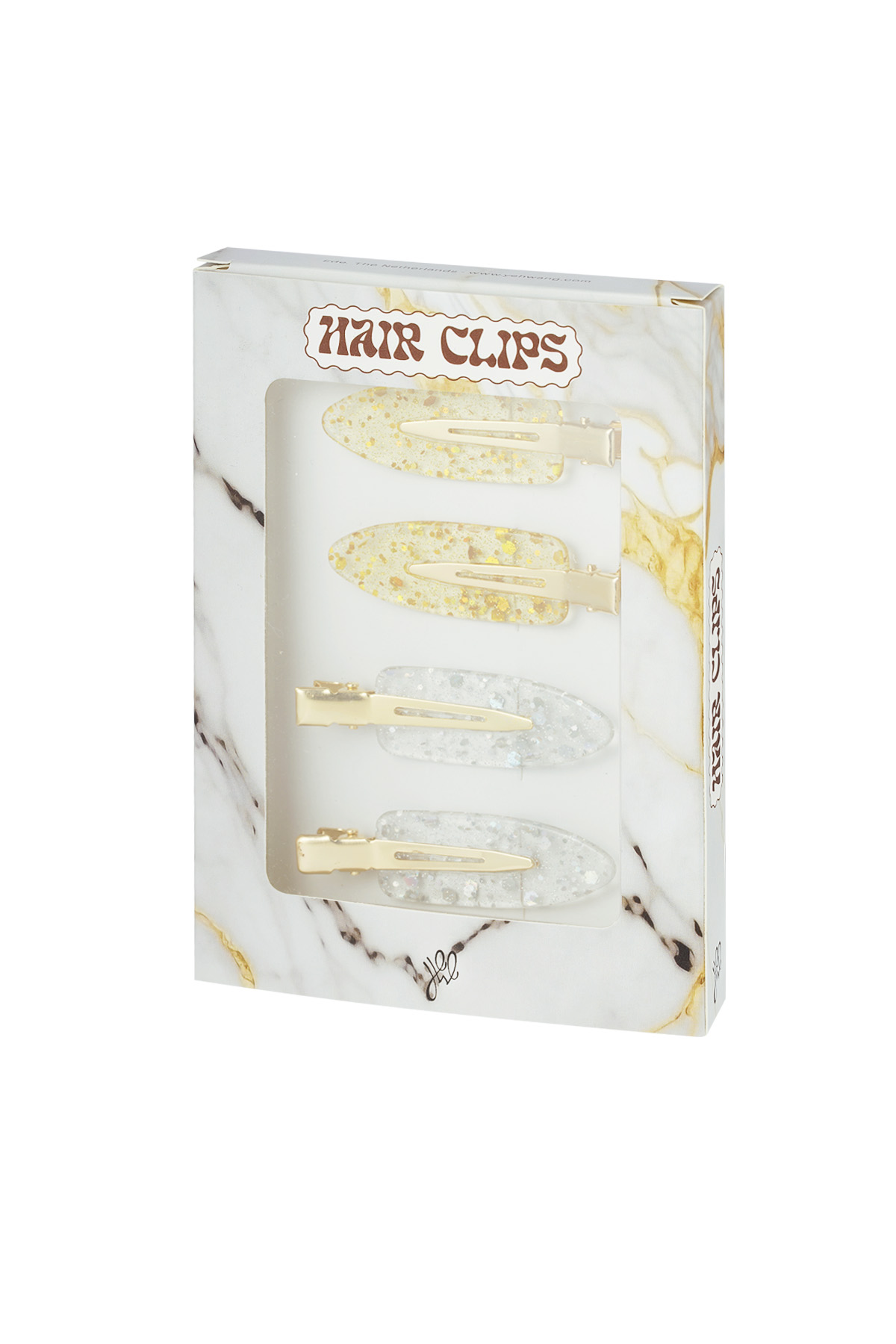 Haarclip box marmer - goud zilver h5 