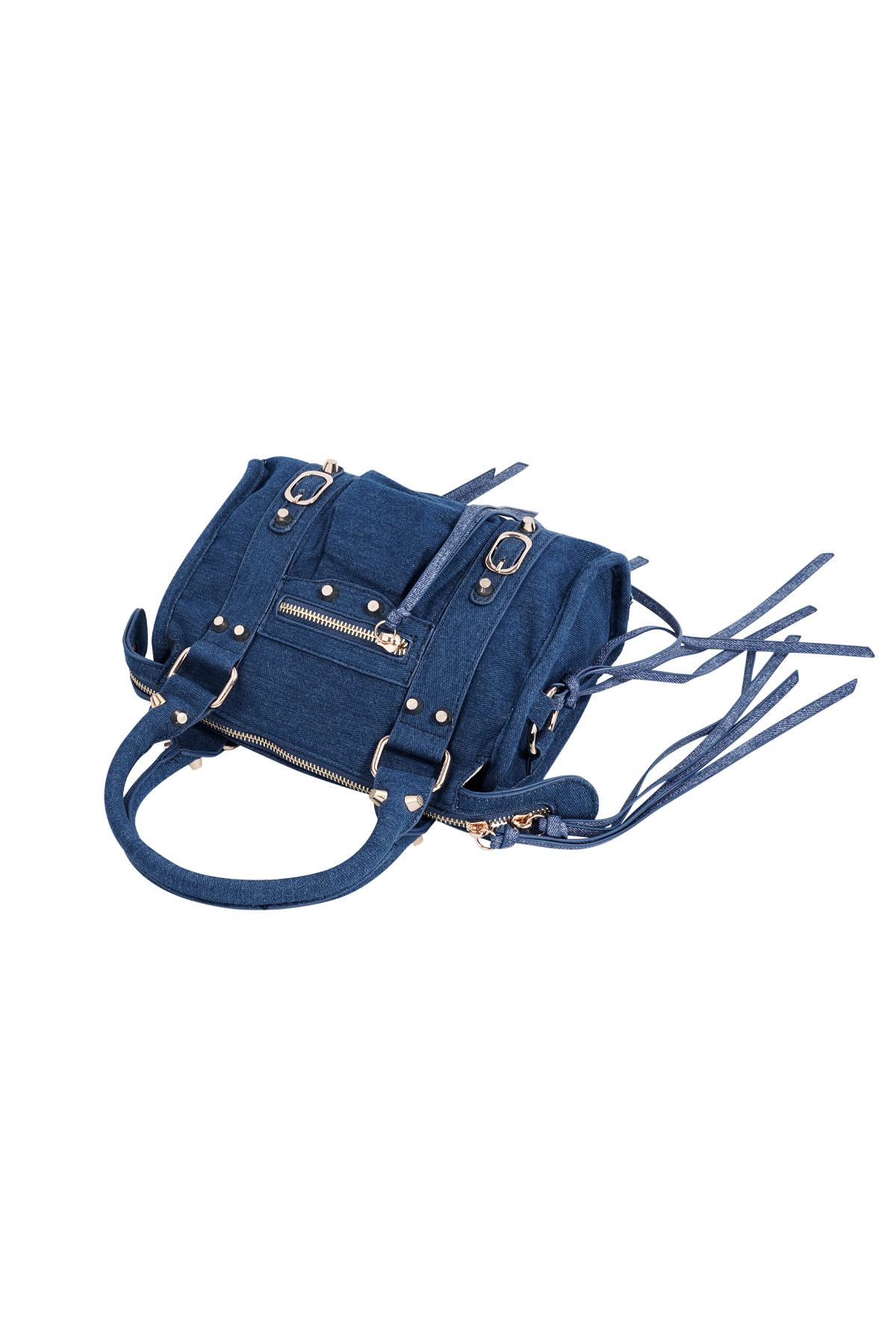 Borsa multitasche con frange blu h5 Immagine5