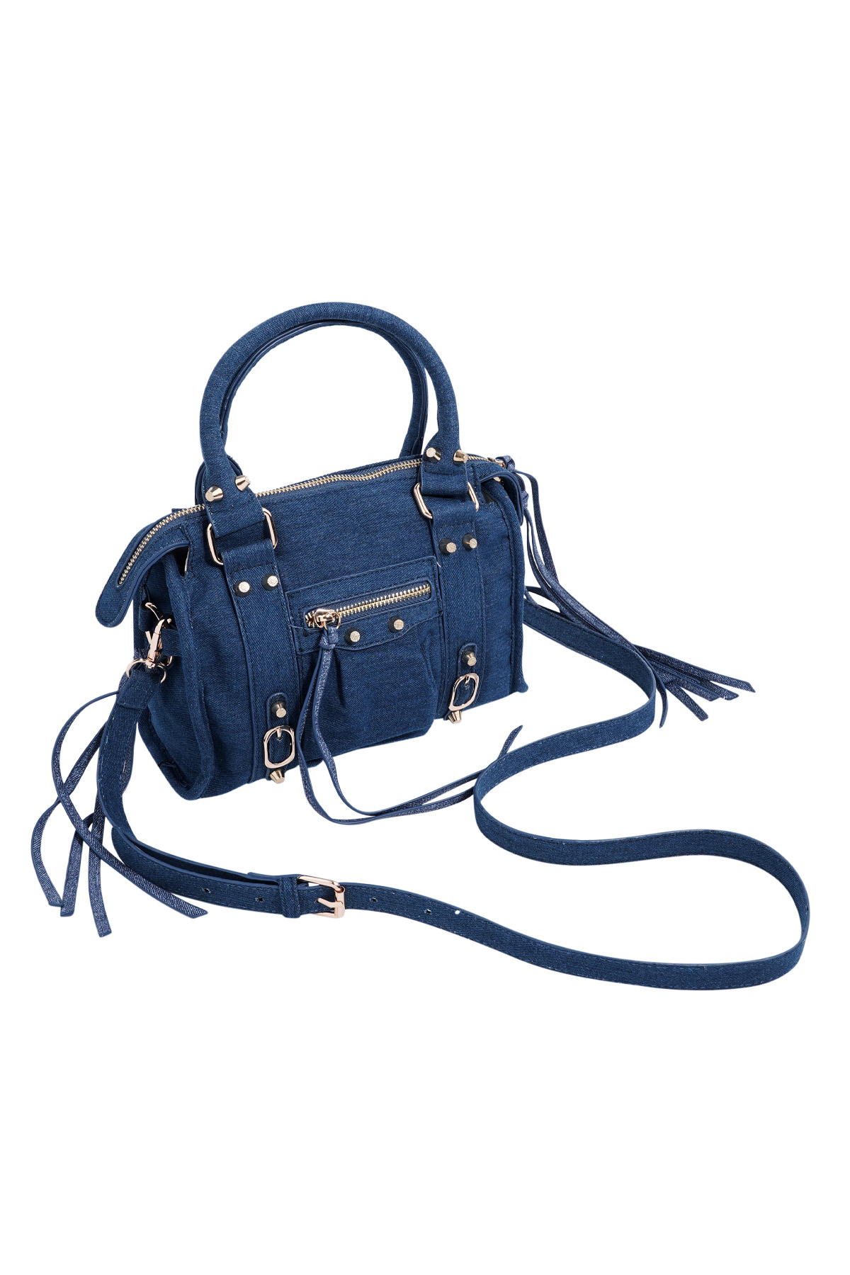 Bolso multibolsillos con flecos azules h5 Imagen3