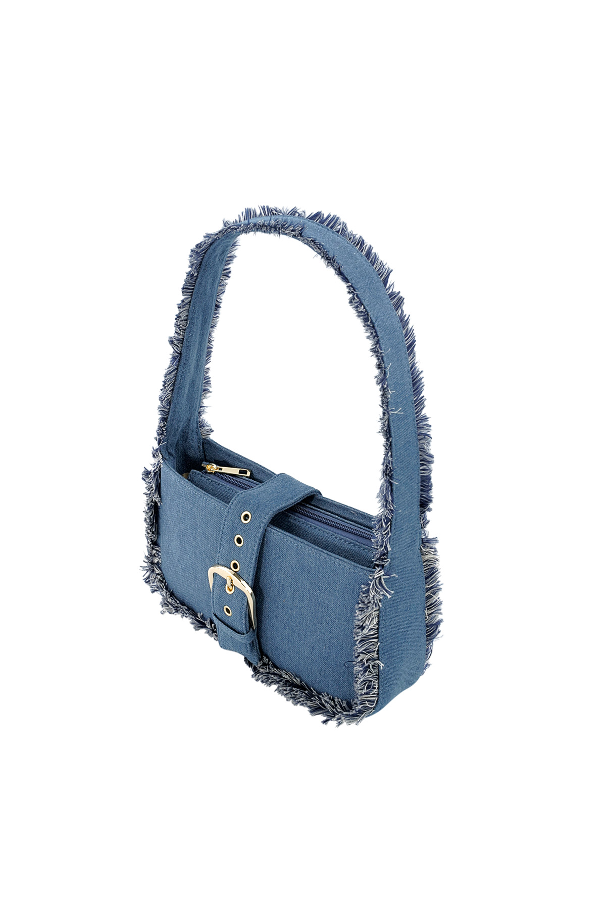 Borsa in denim con frange - blu scuro h5 Immagine4