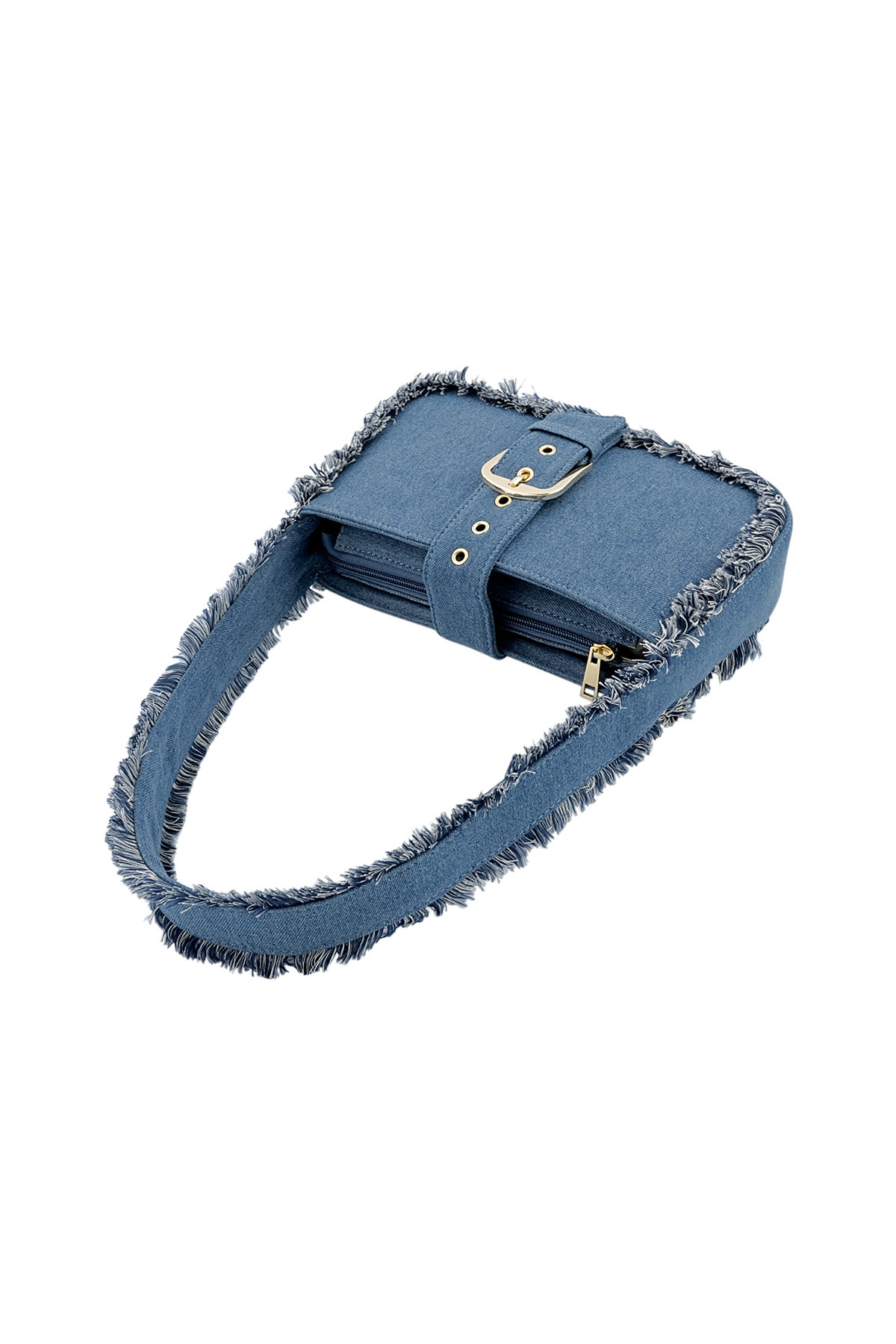 Borsa in denim con frange - blu scuro h5 Immagine5