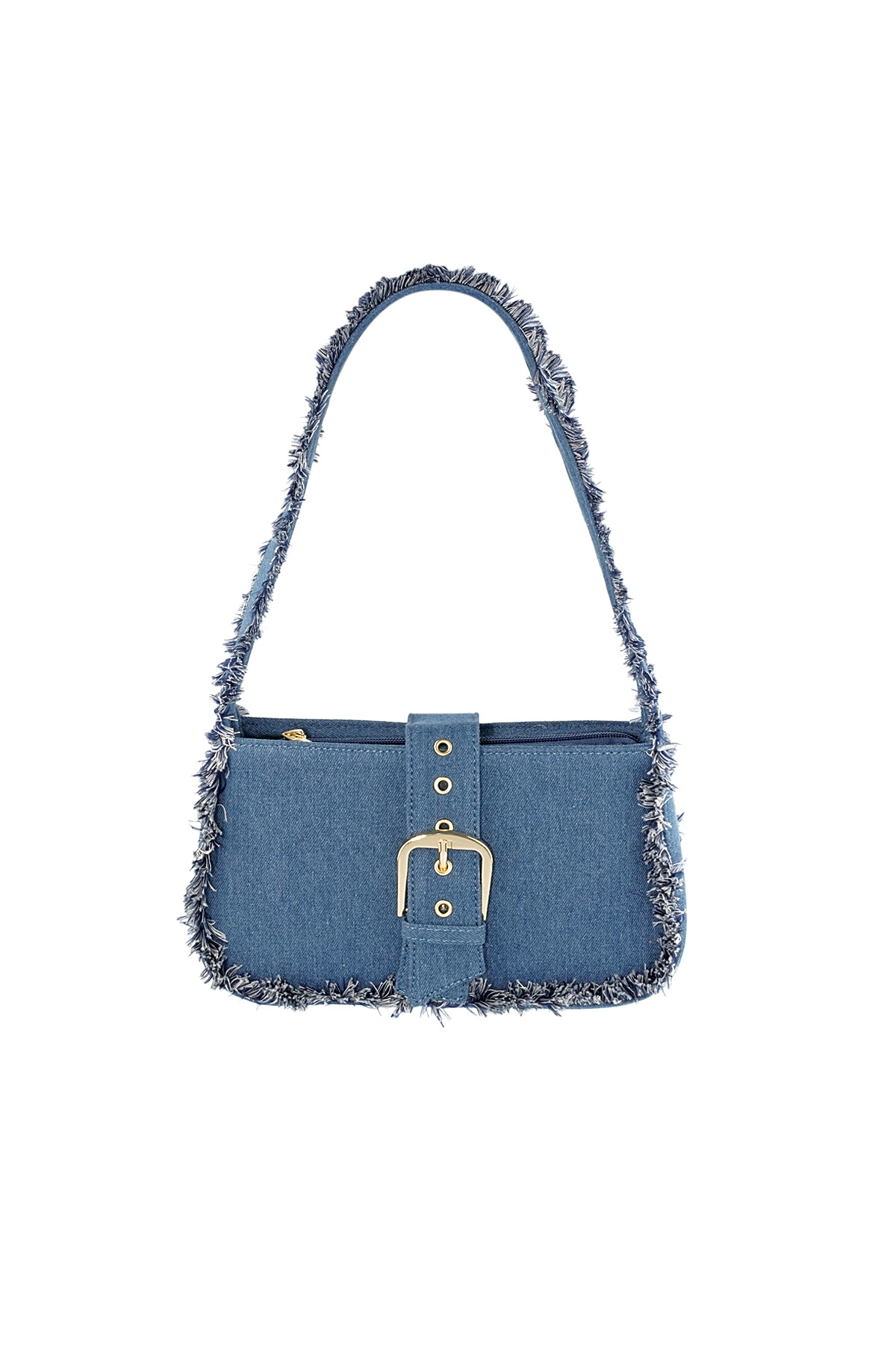 Denim bag with fringes - dark blue h5 