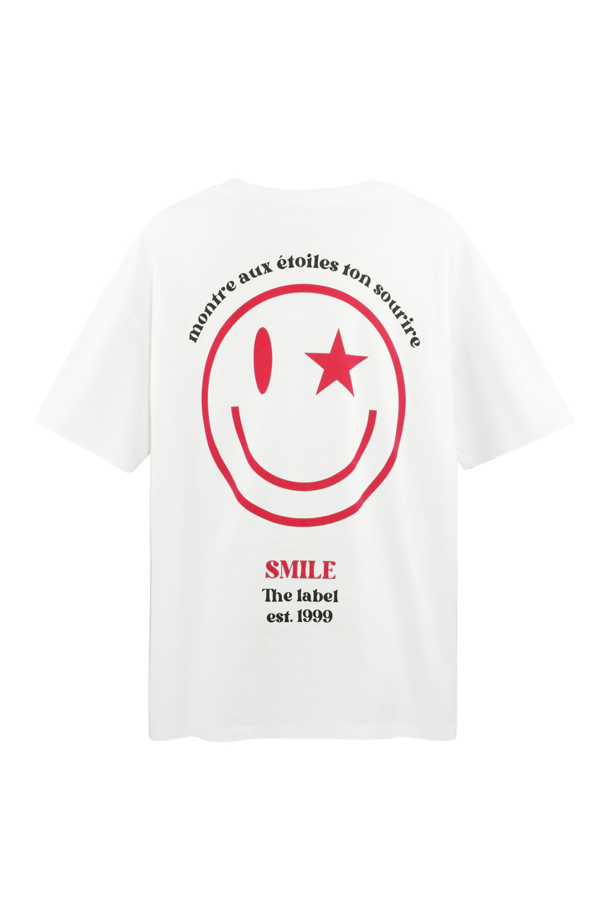 T-shirt happy life smiley - wit h5 Afbeelding7
