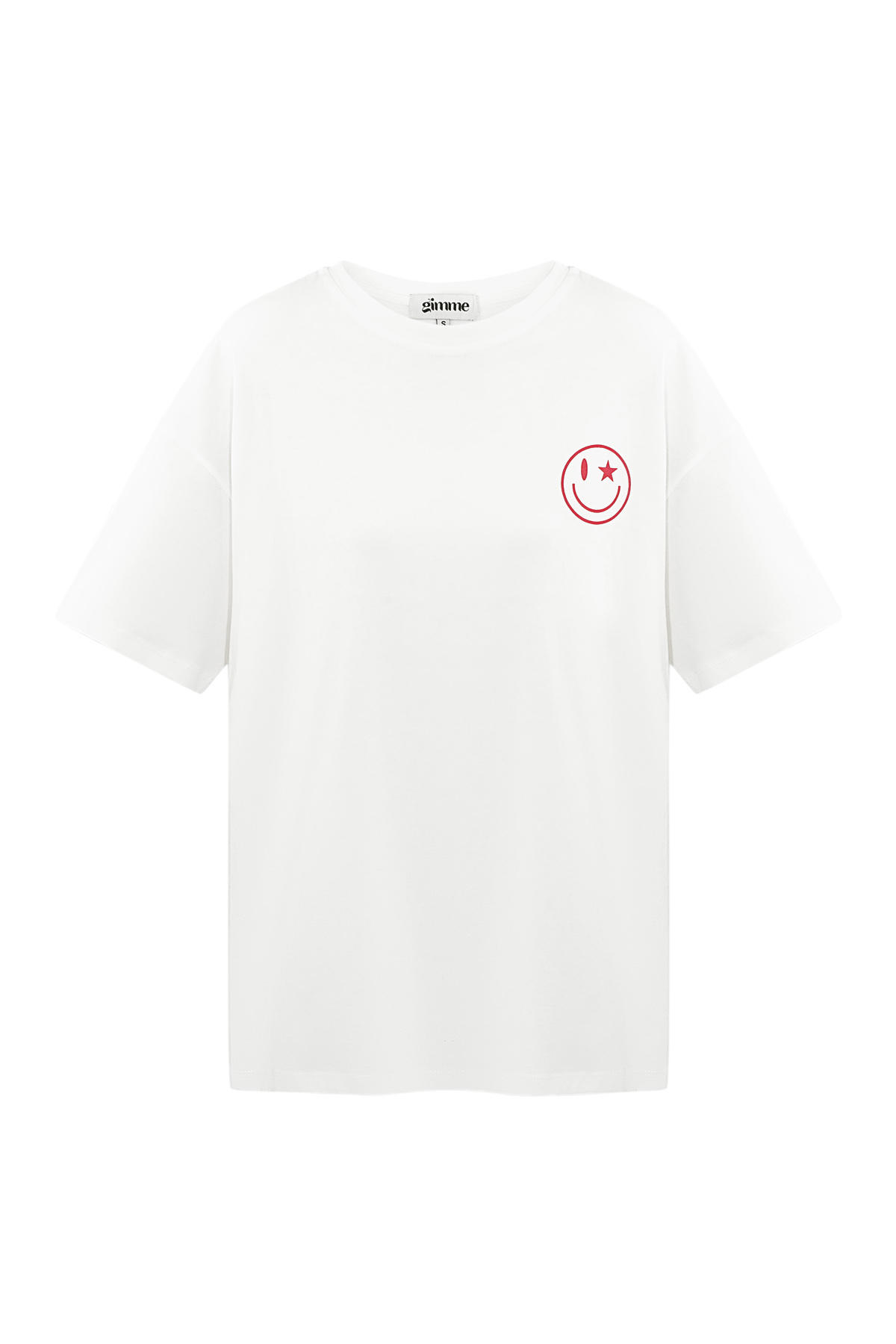 T-shirt con faccina Happy Life - bianca