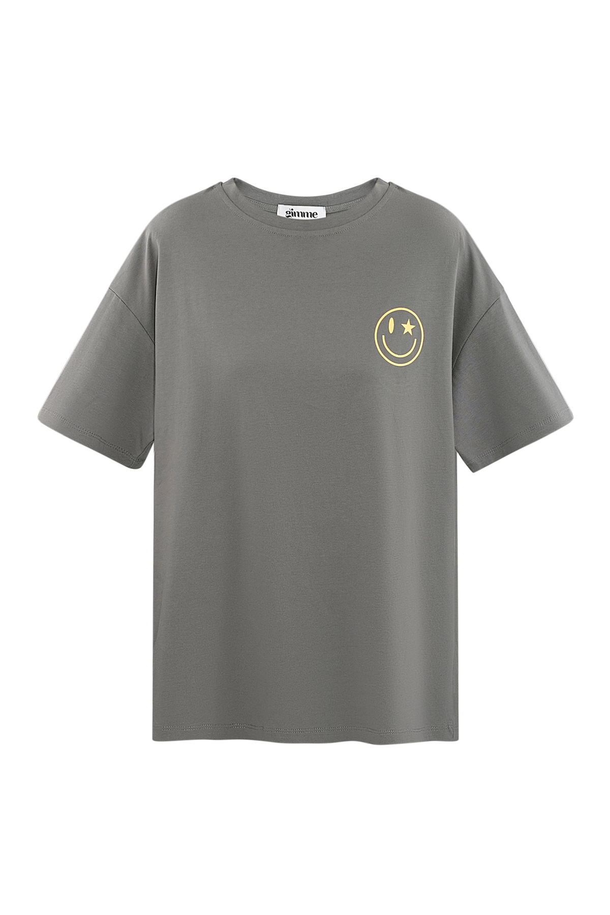 T-shirt happy life smiley - gris
