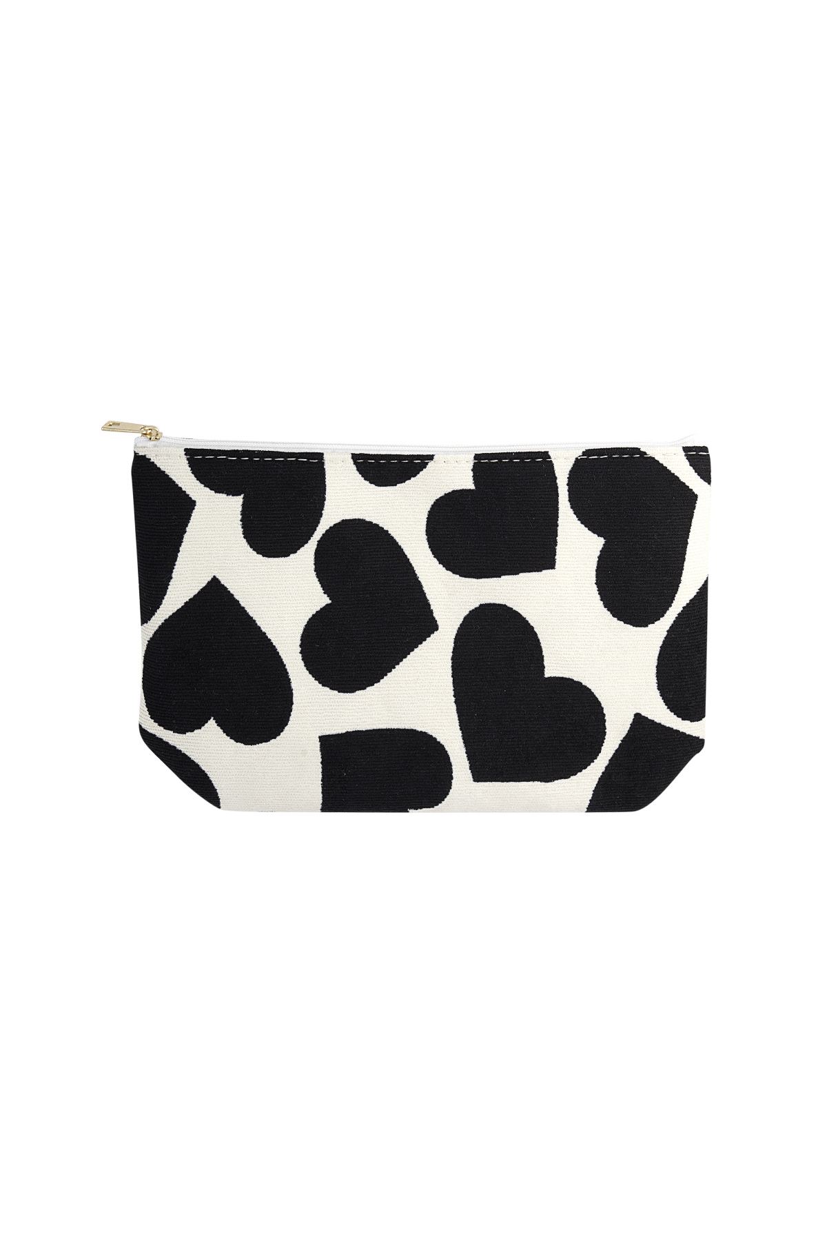 Make-up bag with hearts - black and white