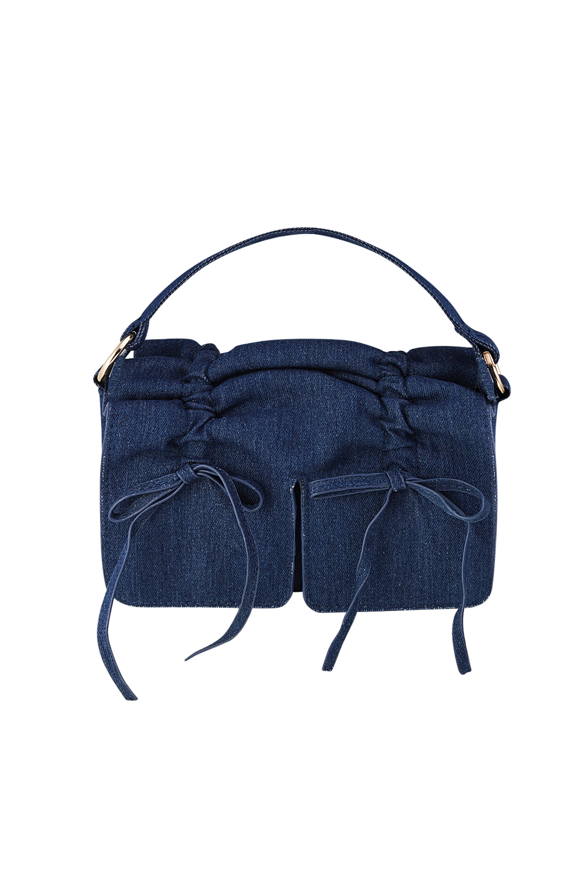 Denim tas met strikjes - blauw h5 