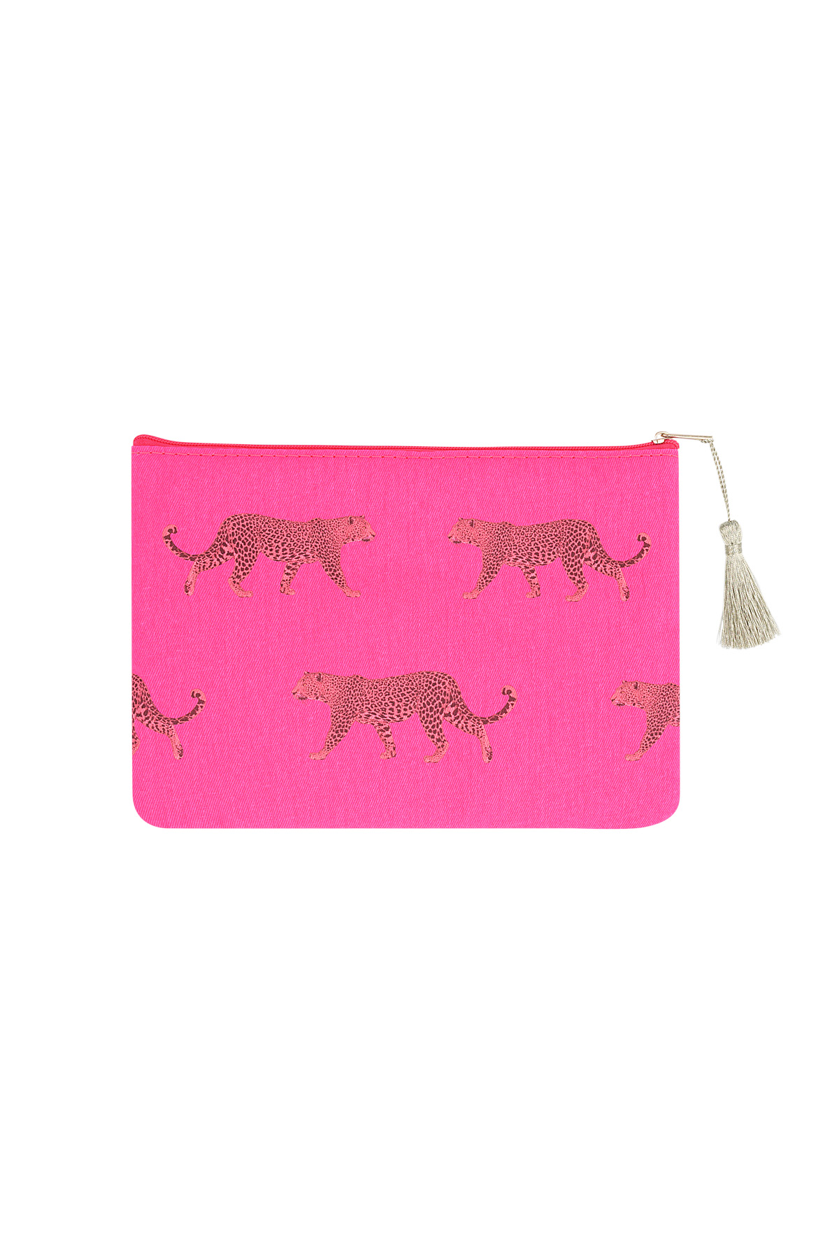 Leopard make-up bag - fuchsia