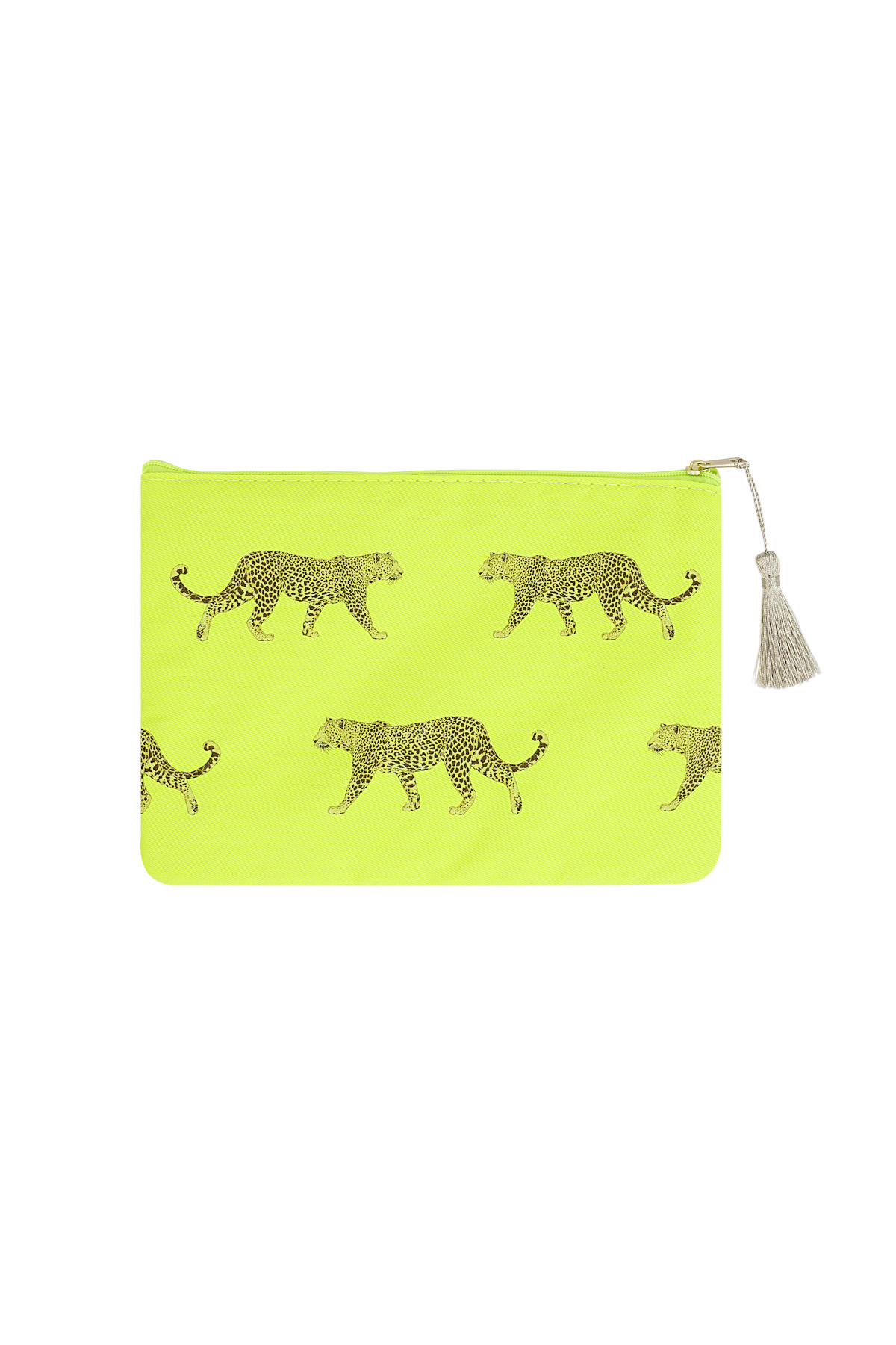 Bolsa de maquillaje con estampado de leopardo, color amarillo h5 