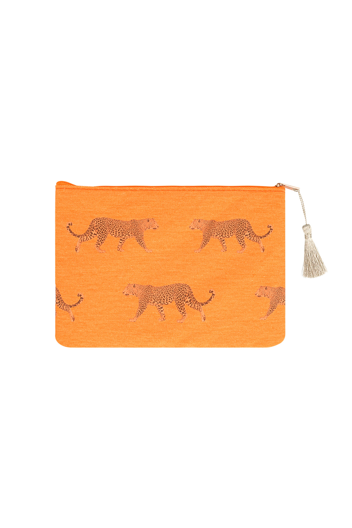 Kosmetiktasche mit Leopardenmuster - orange h5 