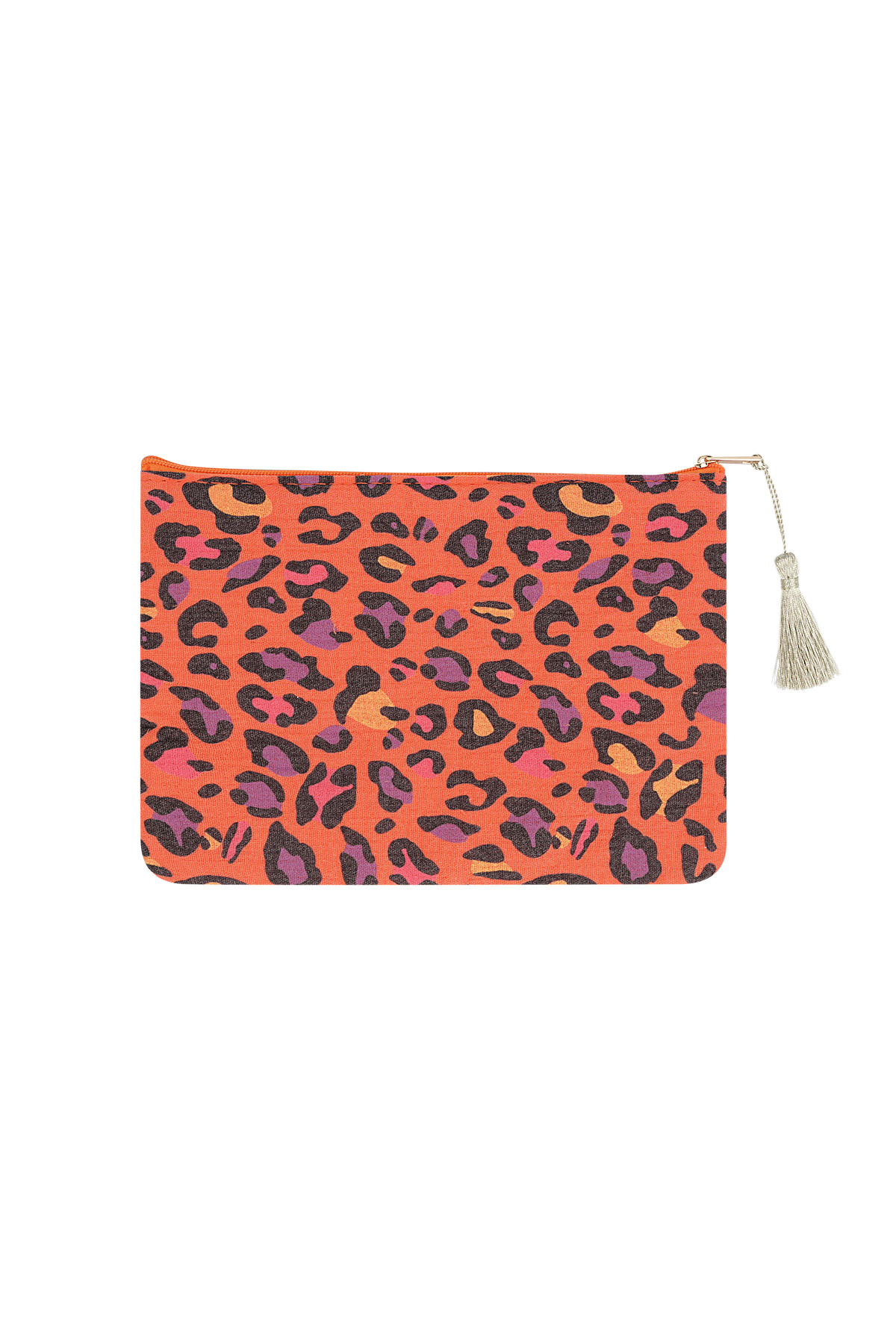 Kosmetiktasche mit Leopardenmuster - orange h5 