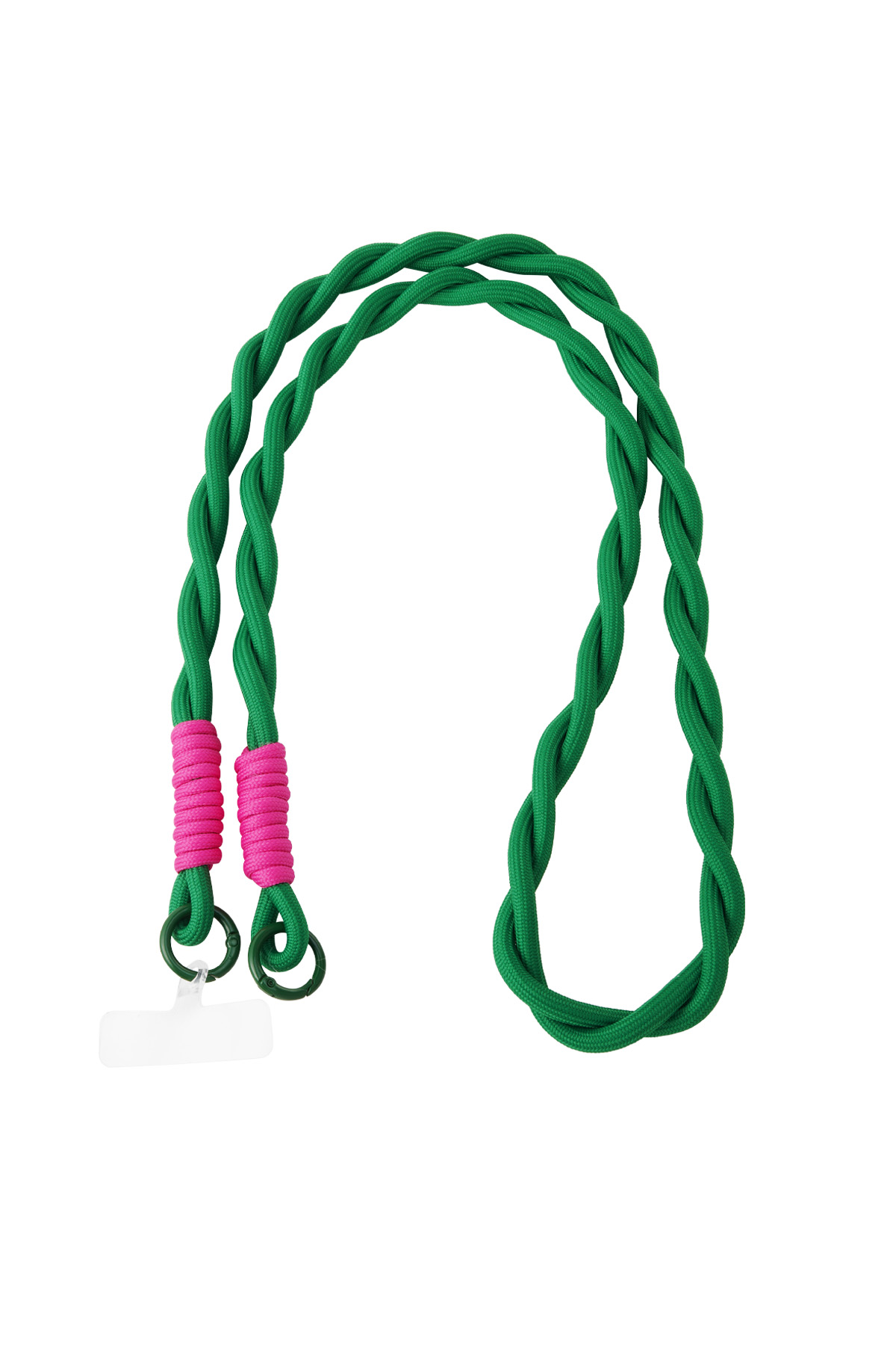 Long telephone cord twisted - dark green & pink 